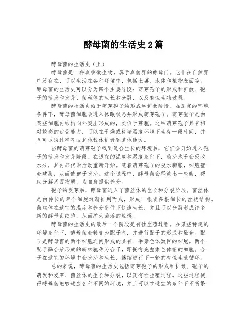 酵母菌的生活史