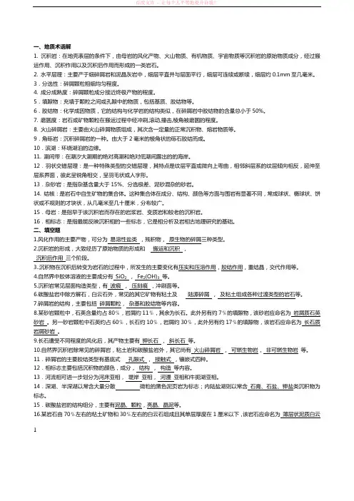 沉积岩与沉积相考试复习资料 (1)