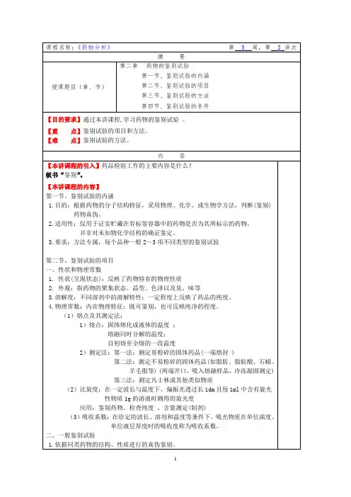 华北理工药物分析教案第2章 药物的鉴别试验