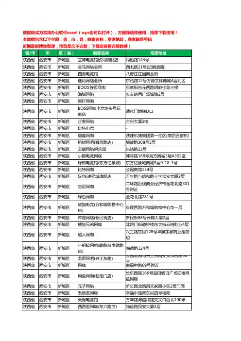 2020新版陕西省西安市新城区网吧工商企业公司商家名录名单黄页联系电话号码地址大全48家