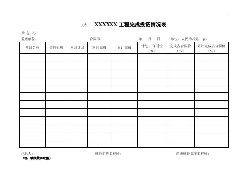 工程款支付表格统计