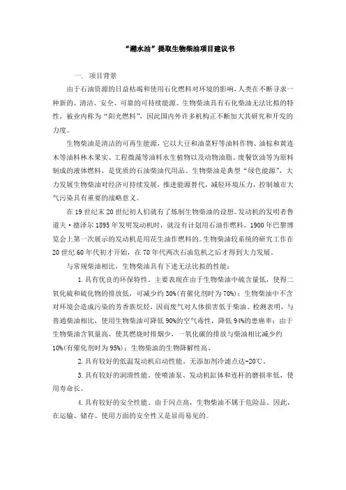 泔水油柴油项目方案书