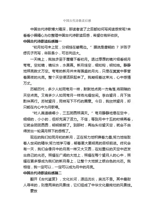 中国古代诗歌读后感_作文800字_读后感作文_