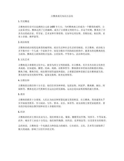 古雅典相关知识点总结