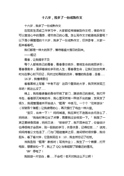 十六岁，我多了一份成熟作文