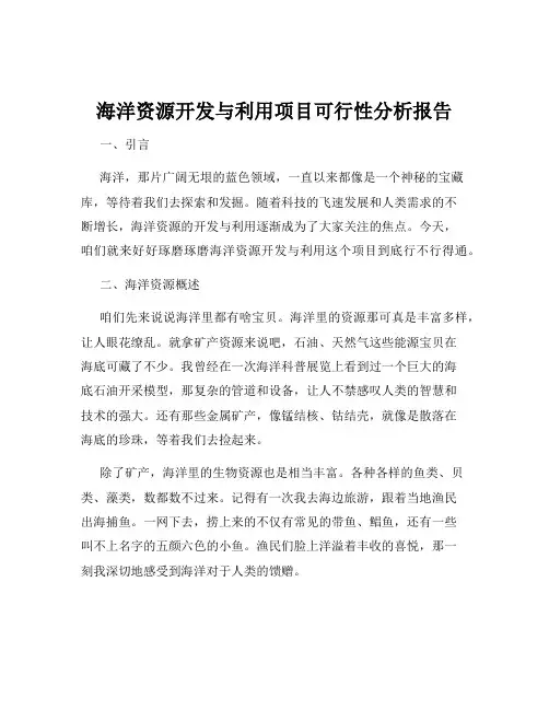 海洋资源开发与利用项目可行性分析报告