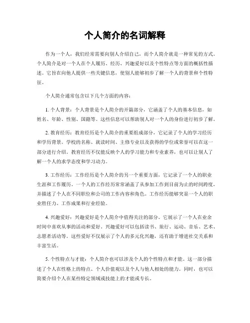 个人简介的名词解释
