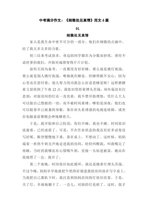 中考满分作文：《细微处见真情》范文6篇
