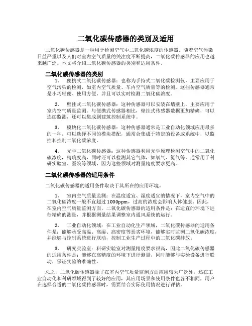 二氧化碳传感器的类别及适用