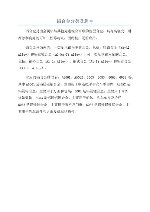 铝合金分类及牌号