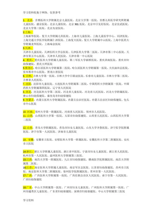 儿童医院排名