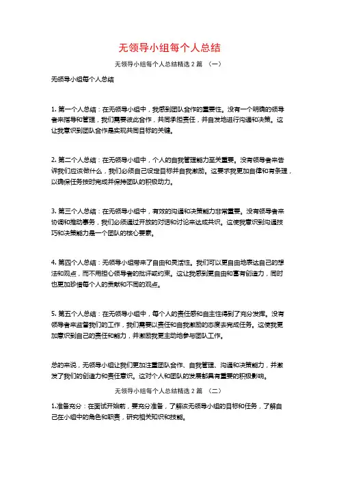 无领导小组每个人总结2篇