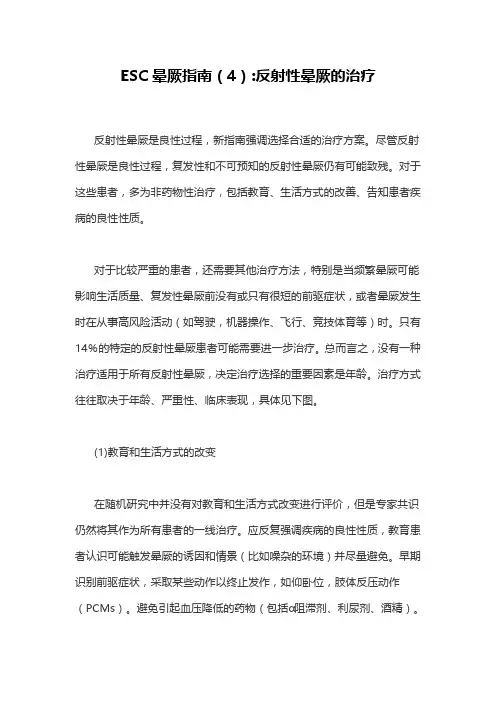 ESC晕厥指南(4)反射性晕厥的治疗