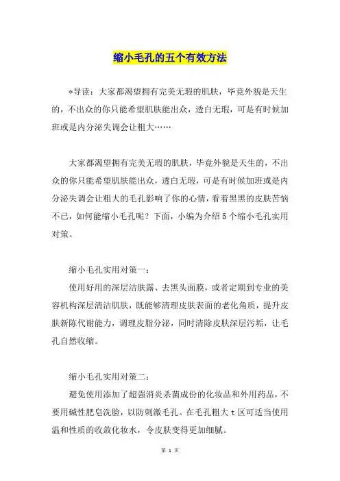 缩小毛孔的五个有效方法