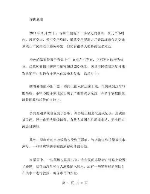 深圳暴雨作文范文