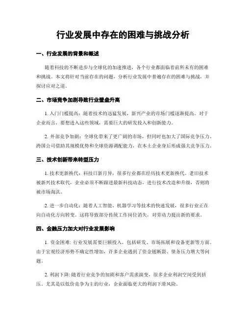 行业发展中存在的困难与挑战分析
