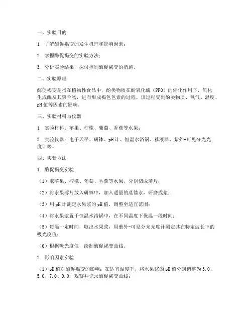 酶促褐变的实验报告