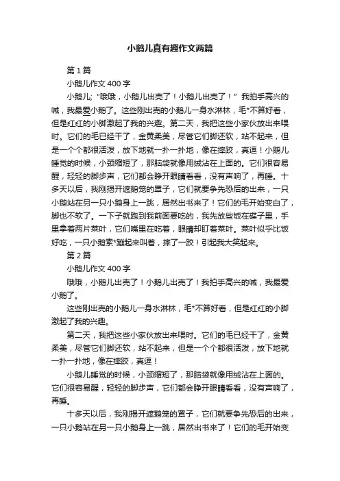 小鹅儿真有趣作文两篇