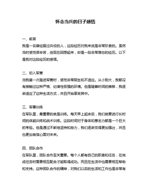 怀念当兵的日子感悟