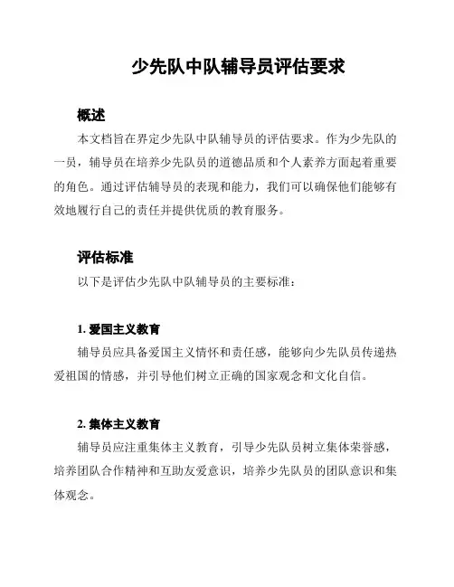 少先队中队辅导员评估要求