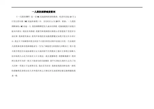 一人我饮酒醉喊麦歌词