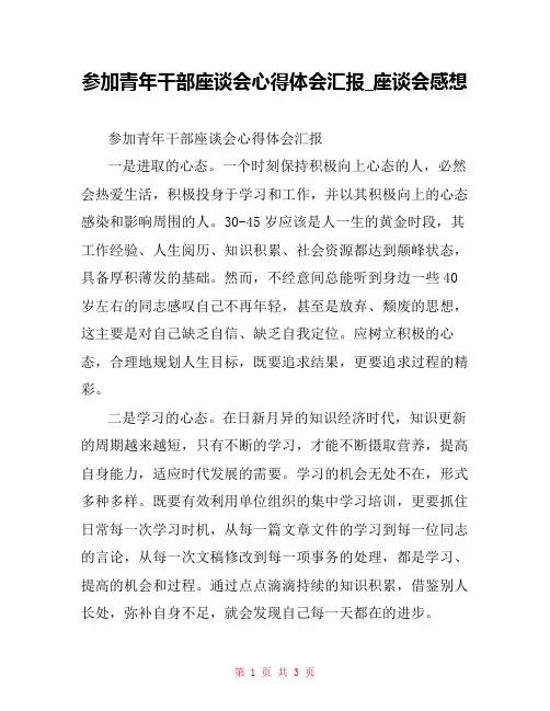 参加青年干部座谈会心得体会汇报_座谈会感想