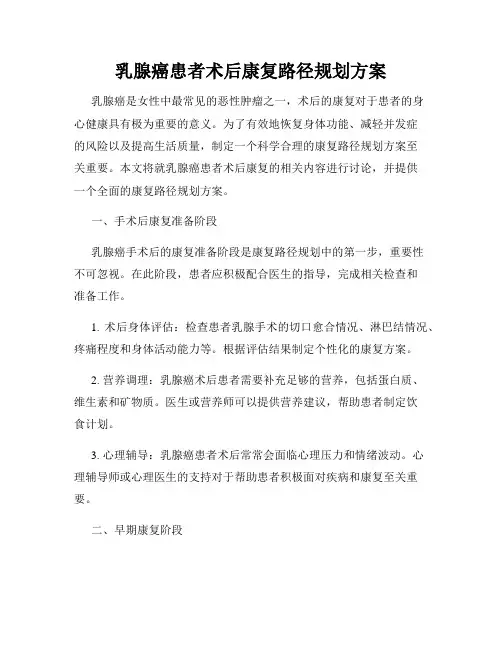 乳腺癌患者术后康复路径规划方案