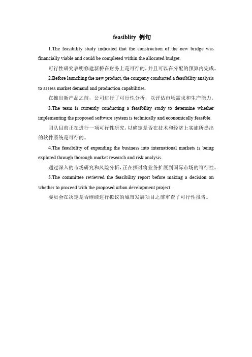 feasiblity 例句
