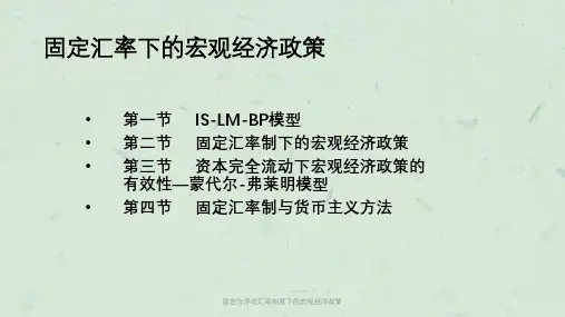 固定与浮动汇率制度下的宏观经济政策课件