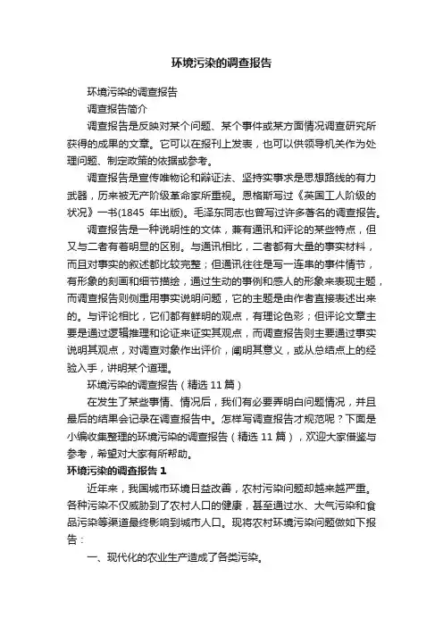 环境污染的调查报告（精选11篇）