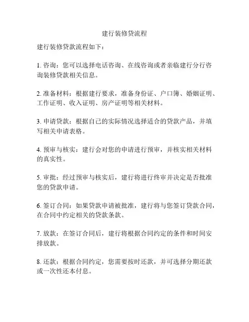 建行装修贷流程