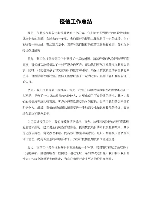 授信工作总结