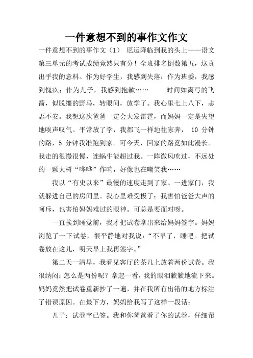 一件意想不到的事作文作文