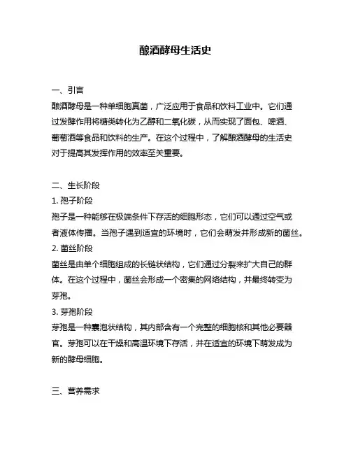 酿酒酵母生活史