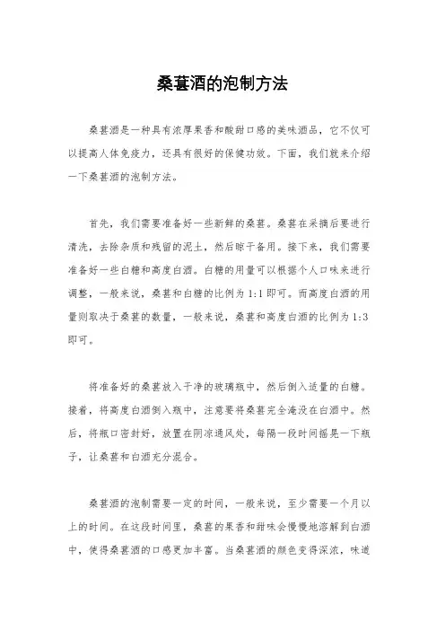 桑葚酒的泡制方法