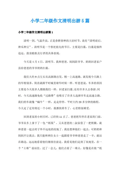 小学二年级作文清明出游5篇