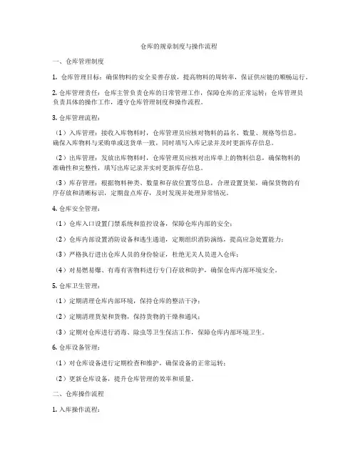 仓库的规章制度与操作流程