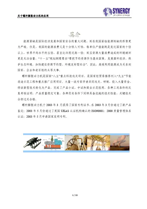 膨胀动力富裕蒸汽发电机组技术简介