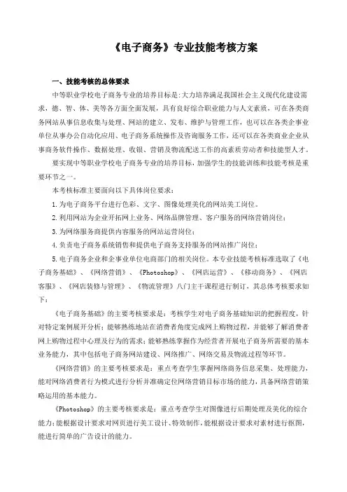 《电子商务》专业技能考核方案