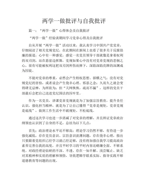 两学一做批评与自我批评