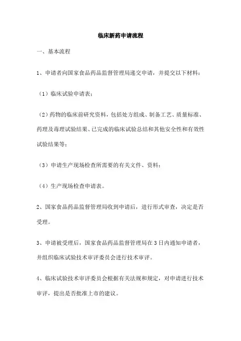 临床新药申请流程