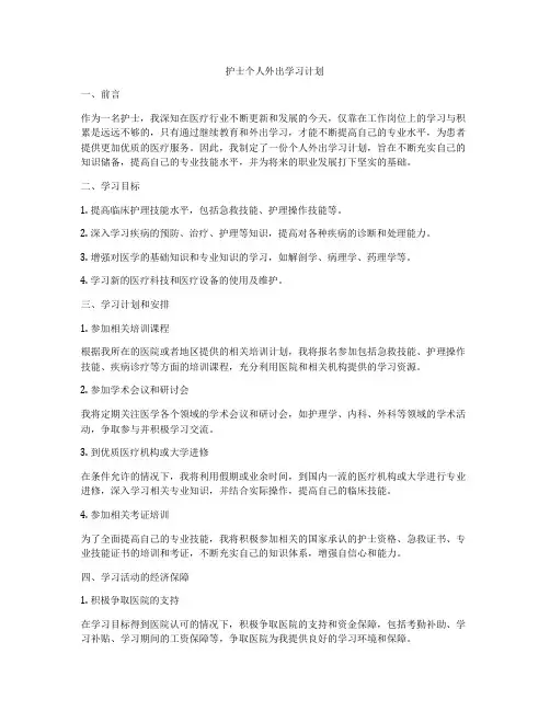 护士个人外出学习计划