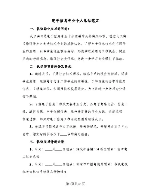 电子信息专业个人总结范文(6篇)