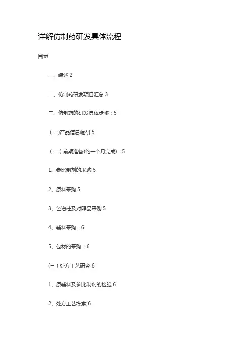 详解仿制药研发具体流程