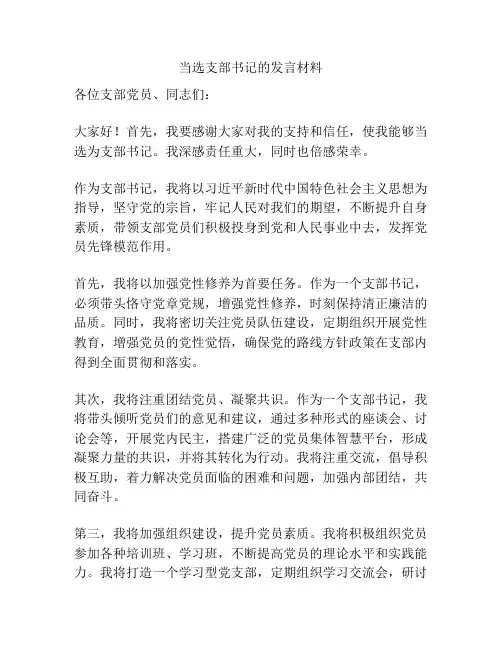 当选支部书记的发言材料