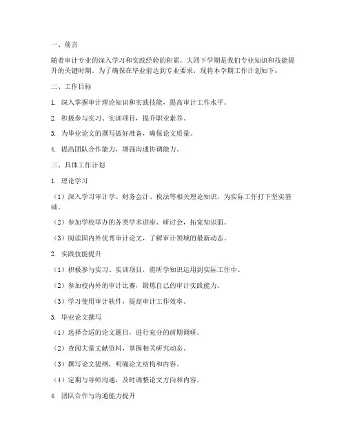 审计大四下学期工作计划
