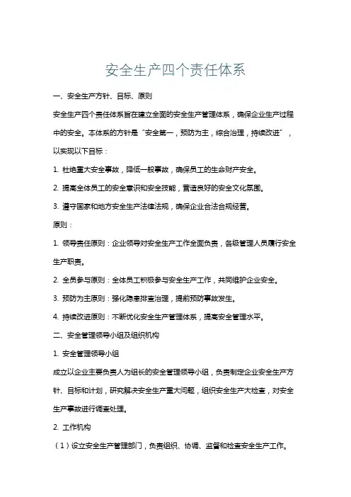 安全生产四个责任体系