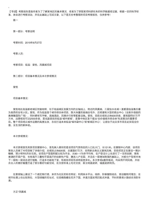 项目考察报告【三篇】