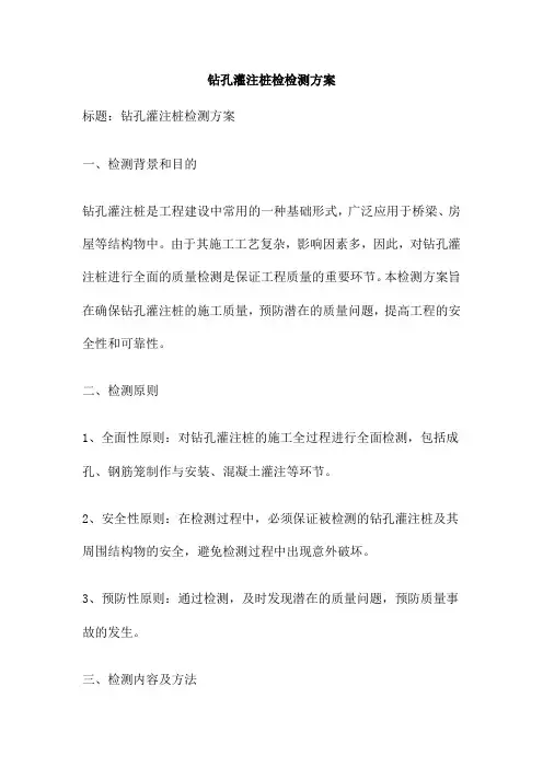 钻孔灌注桩检检测方案