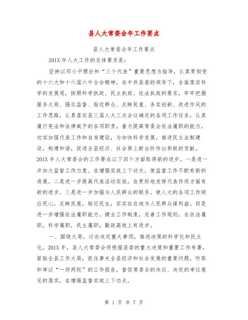 县人大常委会年工作要点【可编辑版】